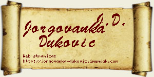Jorgovanka Duković vizit kartica